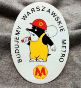Metro Warszawa Logo "M" Krecik, Buduj z Nami, naklejka, owal, folia JAC