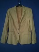 Żakiet marynarka beżowa guziki poduszki pasiasta podszewka Next