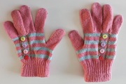 pięciopalczaste różowe rękawiczki z niebieskimi paskami rozmiar S/M mo