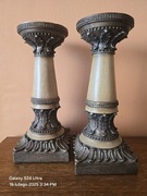 2 piękne świeczniki z alabastru. XXw. ŻYDTYKOCIN. 