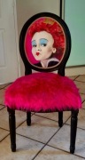 Krzeslo dama kier futerko fuksja recznie malowane