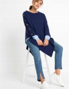 Poncho granatowe z guzikami BPC