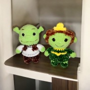 Maskotki Shrek i Fiona amigurumi handmade 