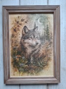 Obraz w drewnianej,frezowanej ramie.Decoupage.