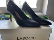 Lasocki szpilki skórzane czarne eleganckie do biura r. 37,5