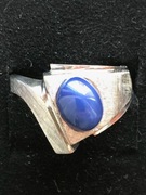 Pierscionek - Sygnet Biale Zloto 14 K (585) Kamien Blue Star Sapphire. 