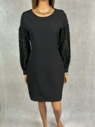 Czarna sukienka Femestage Eva Minge 36 elegancka koronka rękawy