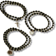 Bransoletka na gumce Koraliki Stal Szlachetna Krzyż, Serce, Drzewo Życia