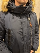 Granatowa zimowa kurtka męska z kapturem futerko Tom Tailor nowa M