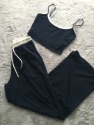 Granatowy komplet - 2 set Petite XS/S (dresy wide leg + crop top)