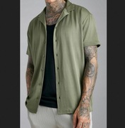 NEON Plisowana Oversize S M L XL zielona koszula t-shirt revere polo rap 