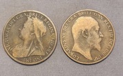 2 pensy brytyjskie. Królowa Wiktoria 1900  i Edward VII 1905 Piękne!
