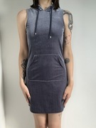 Szara welurowa sukienka sportowa z kapturem rozm. XS Bik Bok