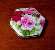 Śliczna, stara porcelanowa POKRYWKA z/do puzderka w piękne RÓŻE