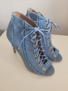 Sandały kazar 37 jeansowe czółenka wiązane szpilki