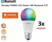 LEDVANCE 3x żarówka RGBW LED Smart+ 9W Bluetooth E27 matowa 806lm