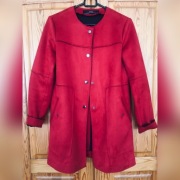 ZARA płaszcz kurtka czerwony imitacja zamszu XS