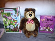 Pluszak maskotka niedźwiedź z bajki Masza puzzle złota księga bajek