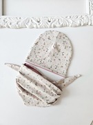 Nowy komplet dwustronna czapka  przejściowa chusta handmade bawełna 