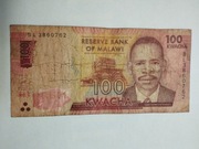 Sprzedam banknot Malawi 100 kwacha 2017r. Ames Frederick Sangala 