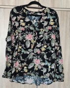 Janina koszula bluzka w kwiaty czarna wiskoza 44/XXL