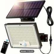 Lampa solarna zewnętrzna pilot i panel solarny w komplecie