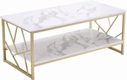 Ginhow Stolik kawowy | biały | duży stół do salonu z marmuru MDF 