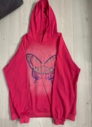 Różówa bluza z kapturem – motyl czaszka