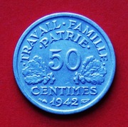 50 Centymów 1942  r  -  Francja    Vichy
