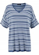 Luźna niebieska bluza, tunika w pasy, dzianina, oversize