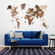 3D DREWNIANA MAPA ŚWIATA WIELOKOLOROWA