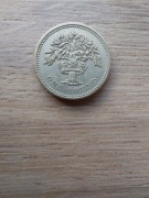 Wielka Brytania one pound 1992 st +III Elżbieta II - 3 portret dąb angiel