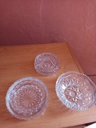 Dwie miski i popielniczka kryształ PRL