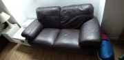 Dwie sofy plus fotel, skóra naturalna, meble Bydgowskie