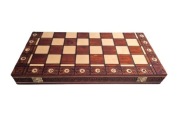 Dwie drewniane szachownice 48x48 cm – fornirowana i ręcznie wypalana