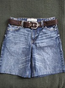 Bermudy jeansowe, szorty długie, granatowe, casual, stylowe