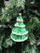 Bombka - Choinka - szklana ręcznie zdobiona