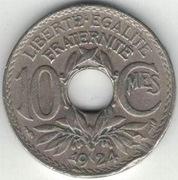 Francja 10 centymów centimes 1924 21,3 mm Róg obfitości