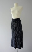 Zara długa czarna spódnica w kropki guziki black polka dot retro 36 S