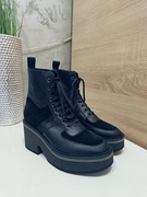 Botki na platformie Clergerie, Czarne botki rozm. 35,5