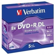 Płyty DVD VERBATIM DVD+R DL Matt Silver 43541 8.5GB 8x jewel box 5 sztuk