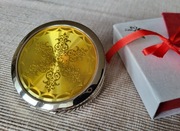 Ozdobne lusterko składane do makijażu vintage złote