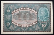 Banknot Polska IIRP 10 marek polskich 1919 II Serja DL Stan I UNC
