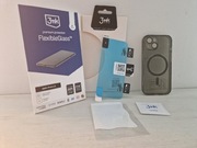 Glitter Magsafe Case do Iphone 15 czarny clear + Folia hybrydowa 3mk 