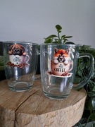 Szklanka kubek Handmade 2 sztuki 300ml motywem psa w filizance 