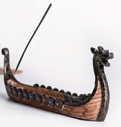 Podstawka, uchwyt, stojak na kadzidełko - statek wikingów, Drakkar