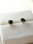 NOWE srebro pozłacane 925 kolczyki sztyfty czarna cyrkonia