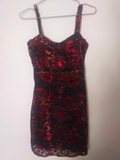 Czarno-czerwona sukienka mini Stradivarious 34 XS