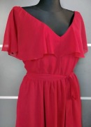 MANGO sukienka midi koktajlowa amarantowa czerwień r. L