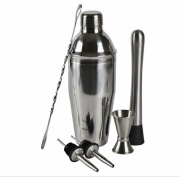Zestaw barmański 6 el. stal nierdzewna shaker muddler jigger